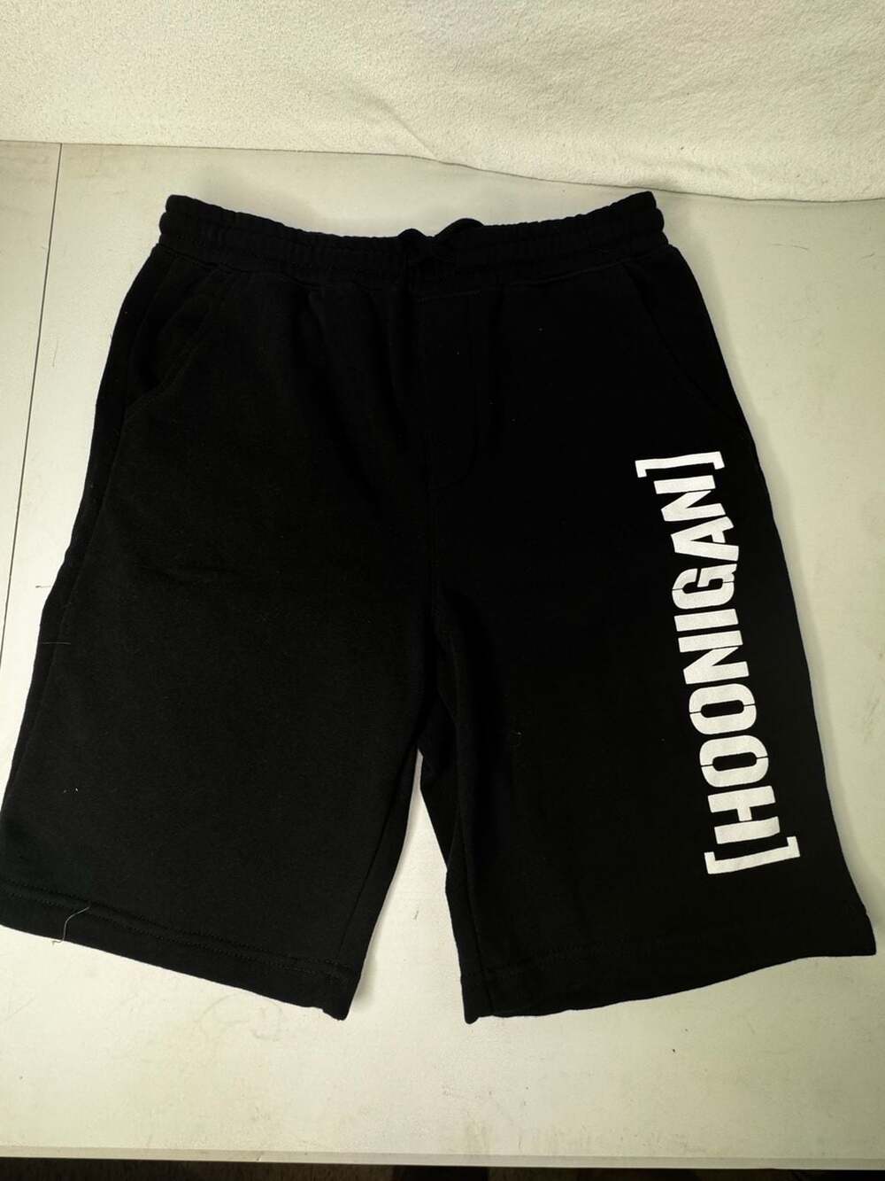 Hoonigan Sweat Shorts Size S Black Cotton Fleece Logo Print